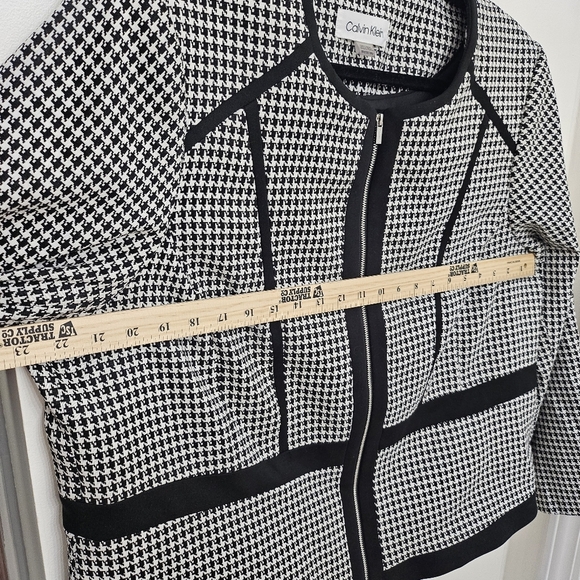 Calvin Klein Elegant Black and White Houndstooth Suit Jacket size 18 - Picture 9 of 12